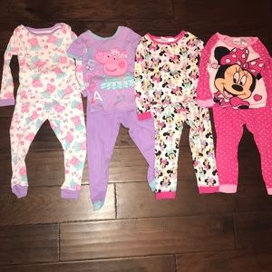 Peppa Pig & Minnie Mouse Girls pajama bundle, sz 3